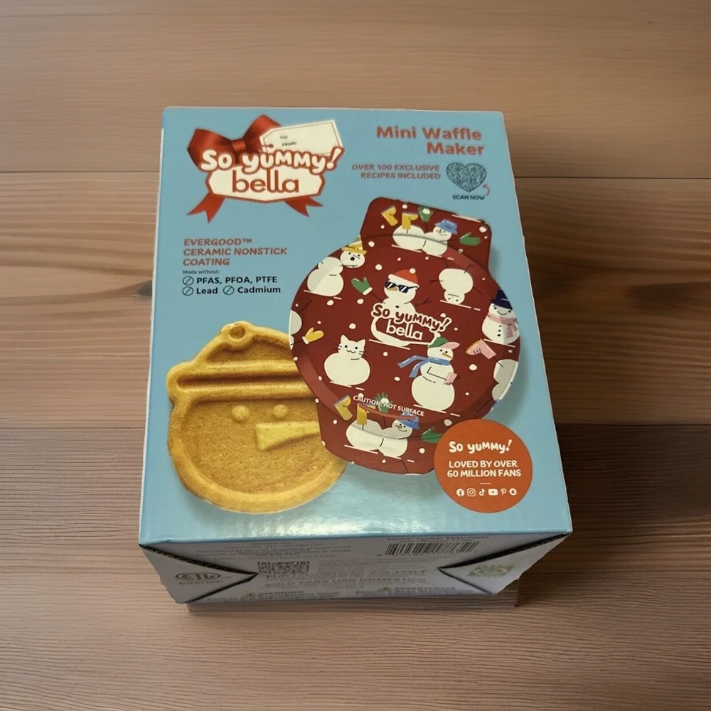 Bella Mini Waffle Maker Christmas, Multicolor, Holiday Edition (SNOWMAN) New